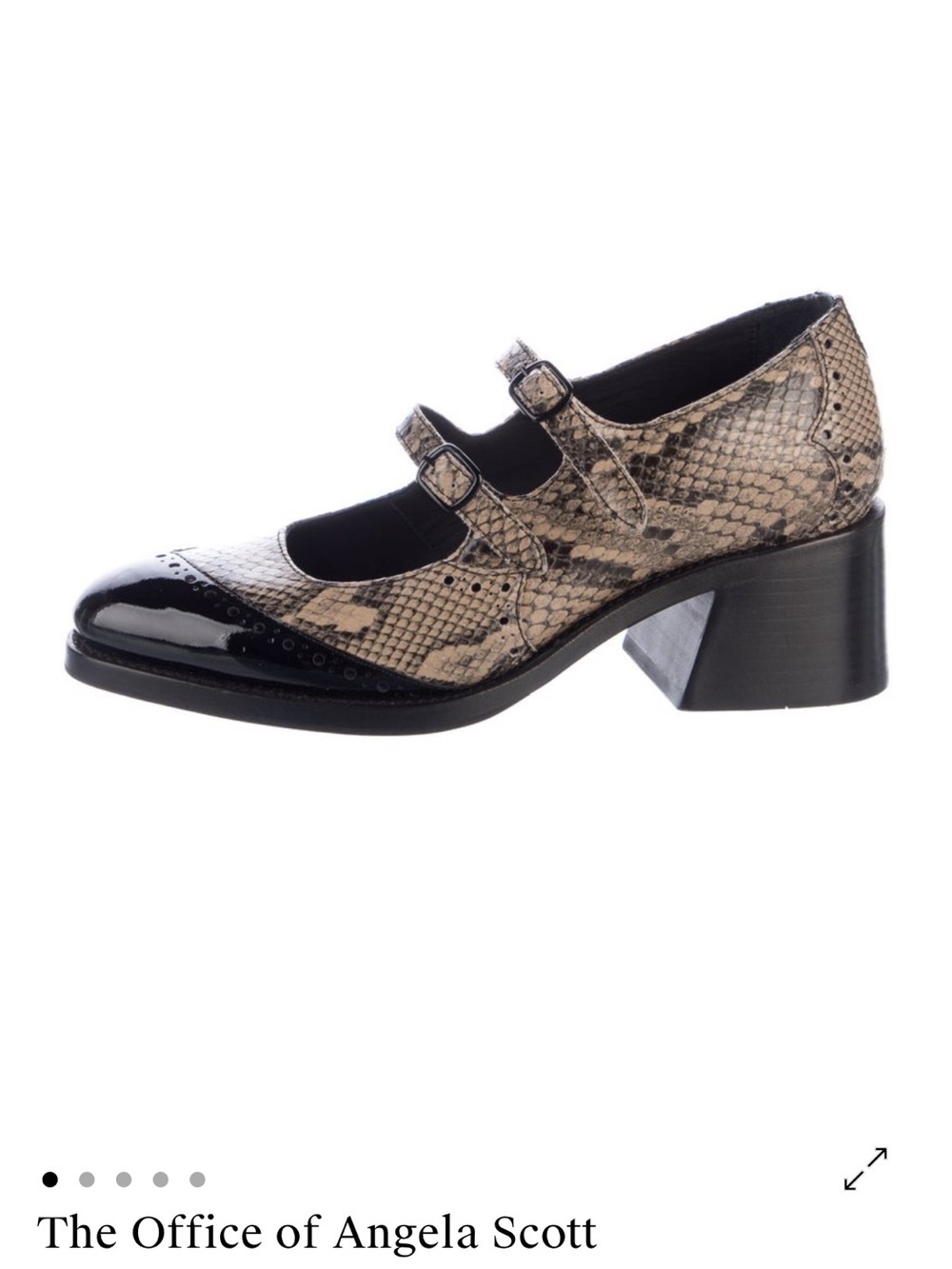 Snake-Print Mary Jane Pumps with Black Patent Toe - Picture 5 of 5